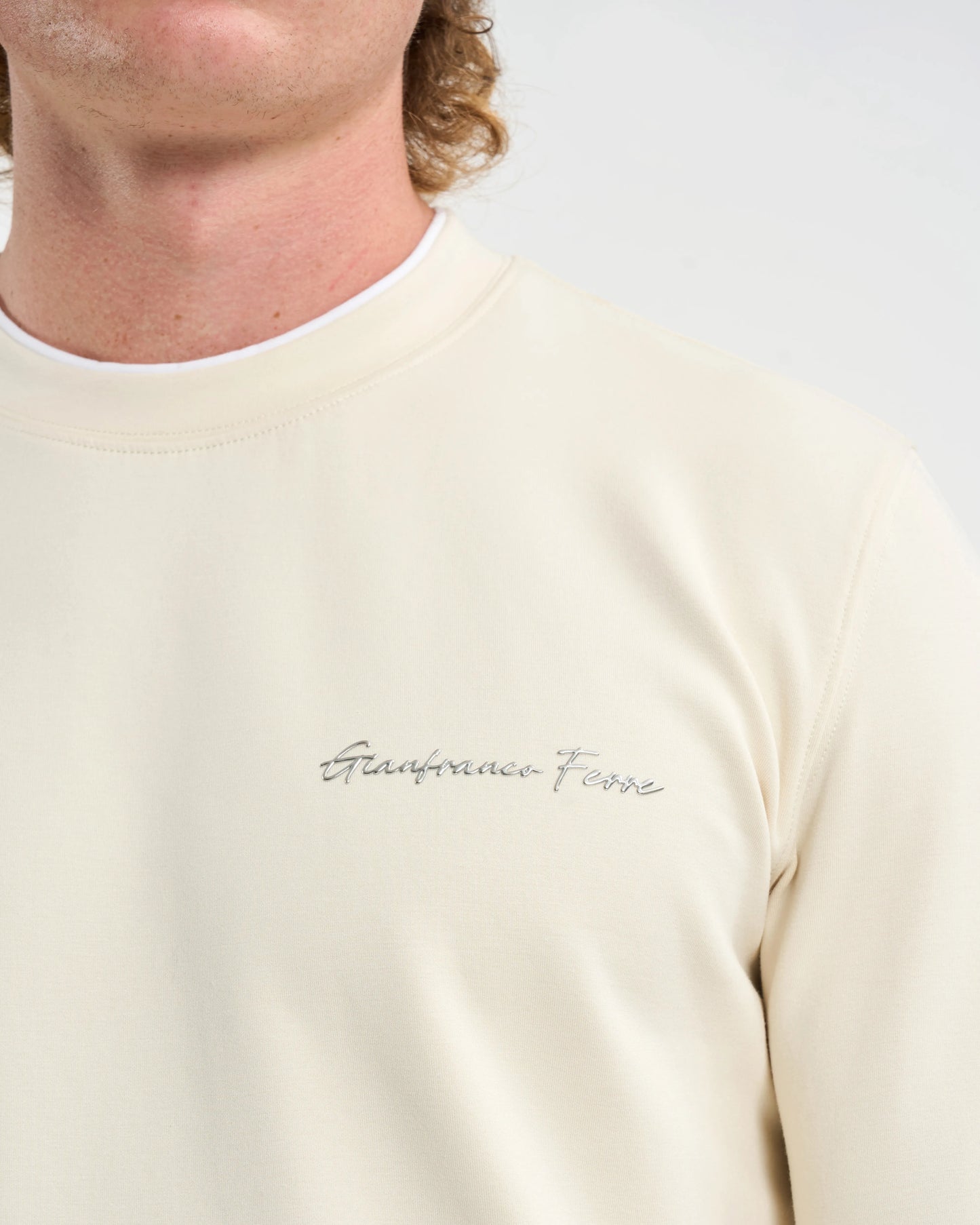 Ecru Script-Signature Long-Sleeve Pullover