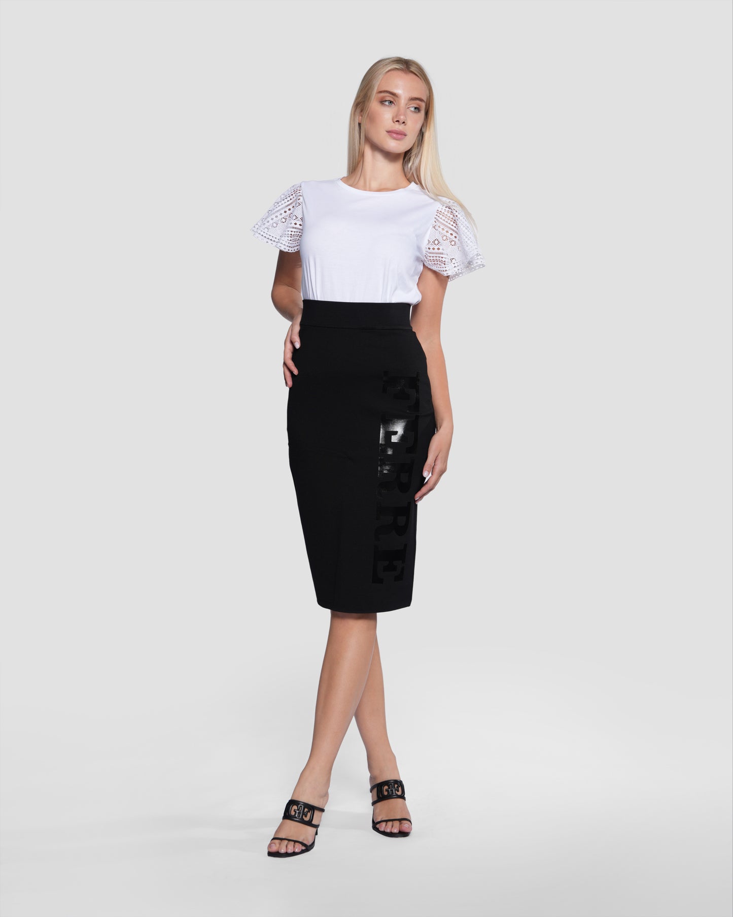 White Lace Sleeve T-shirt