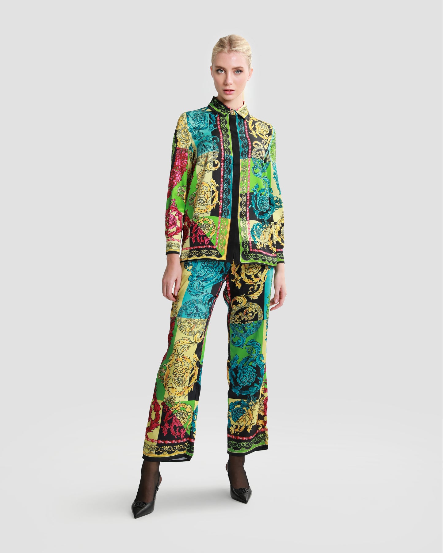 Ornate Color Block Print Shirt