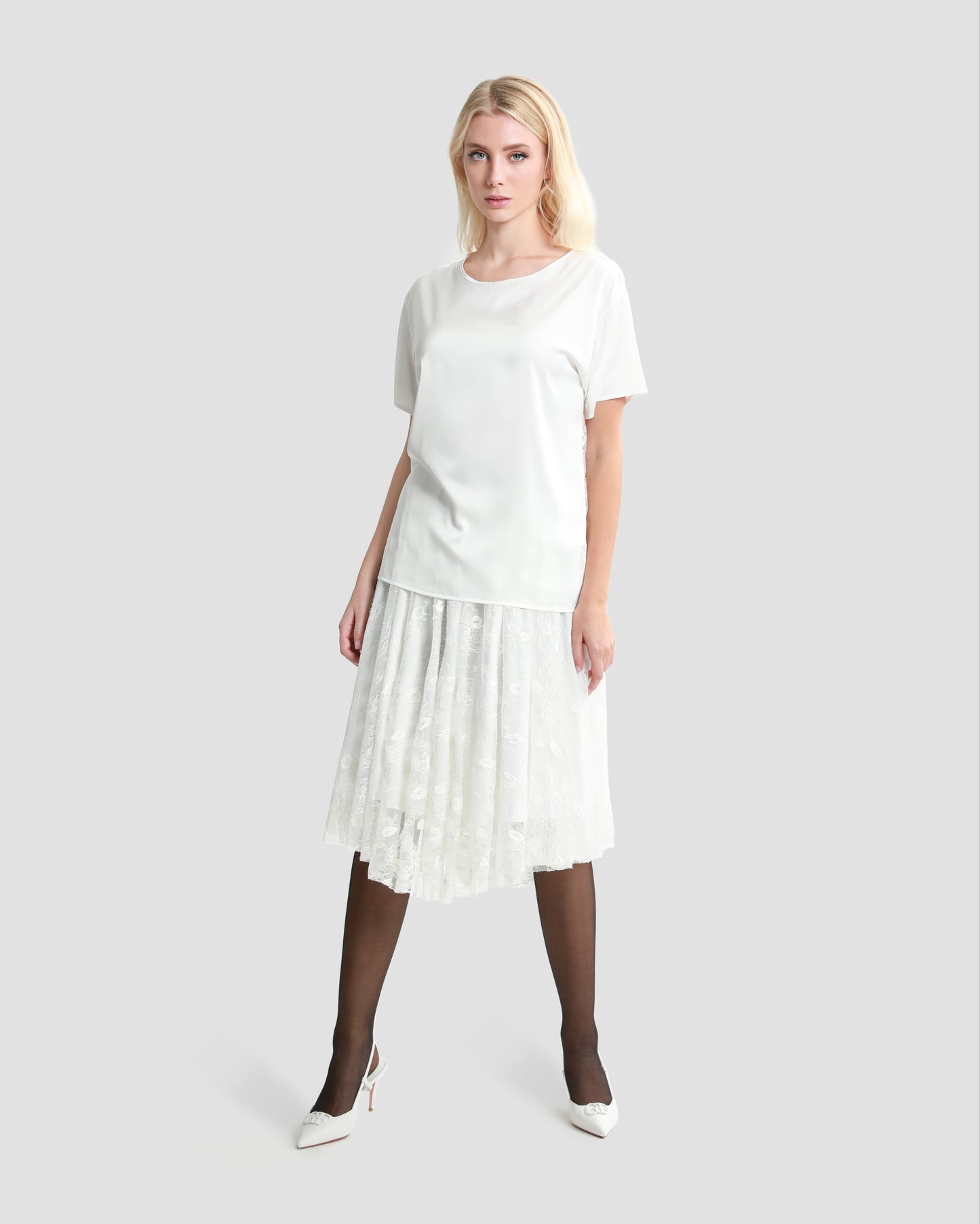 Lace Back Panelled T-Shirt