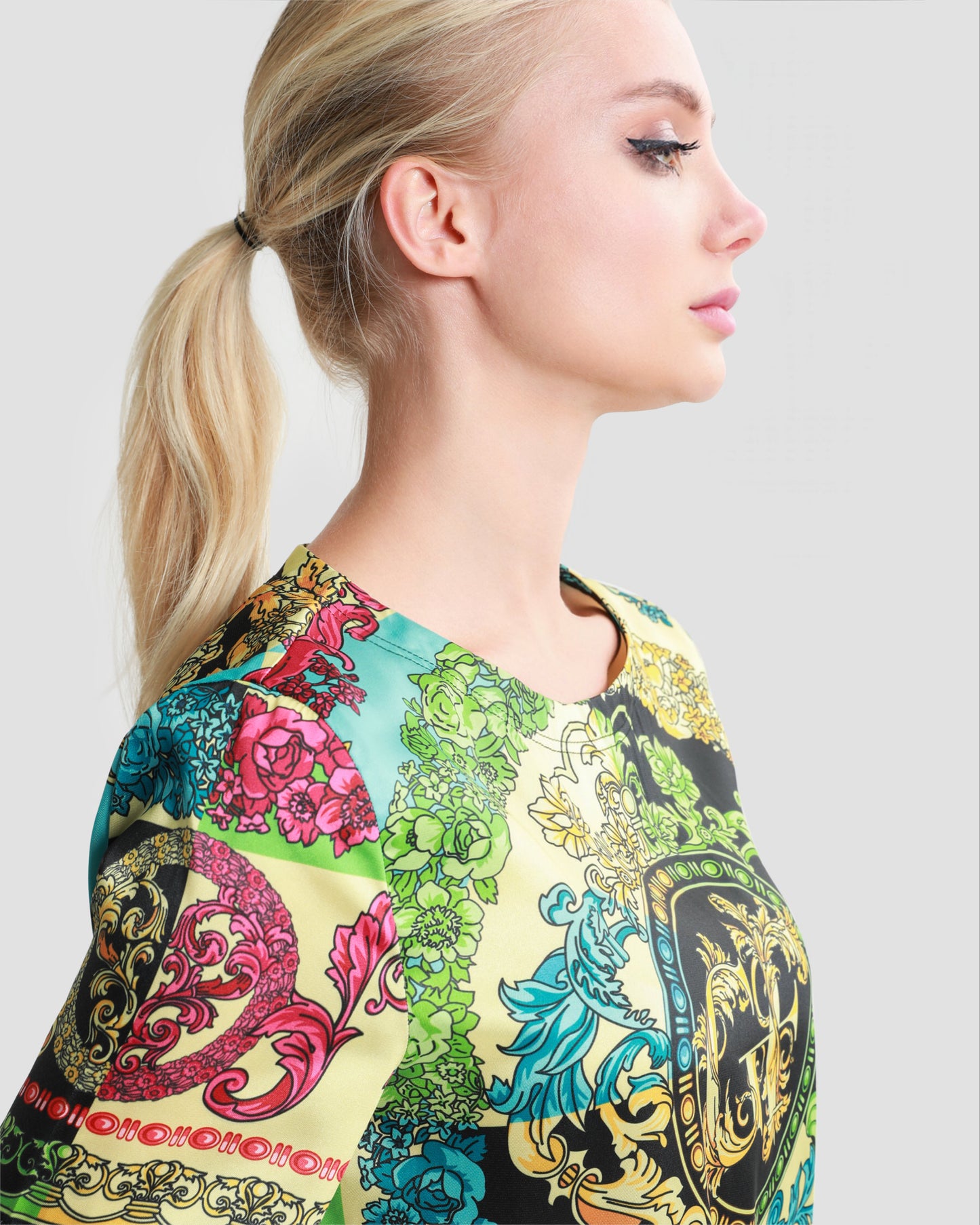 Ornate Color Block Print Top