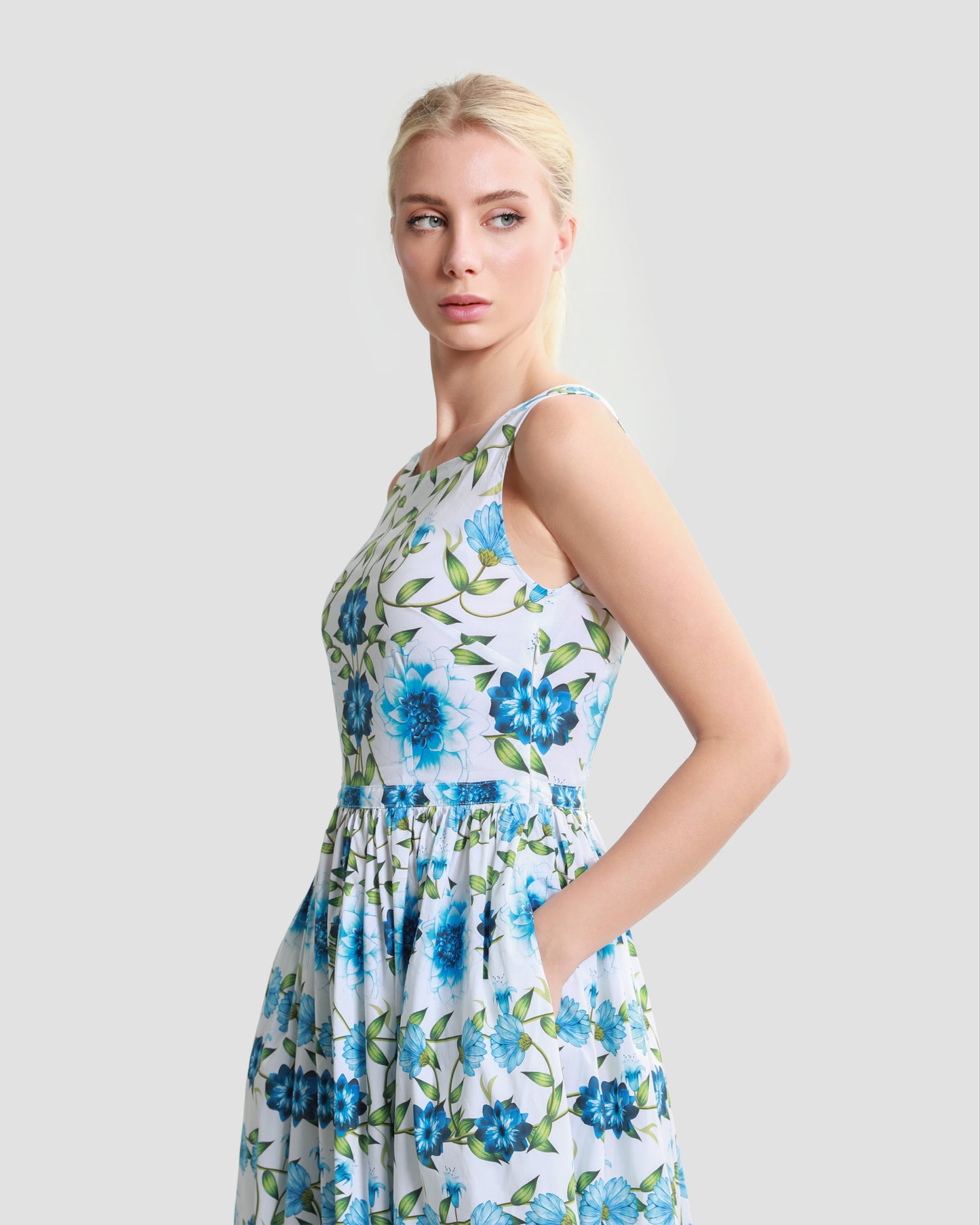 Floral Long Sleeveless Dress