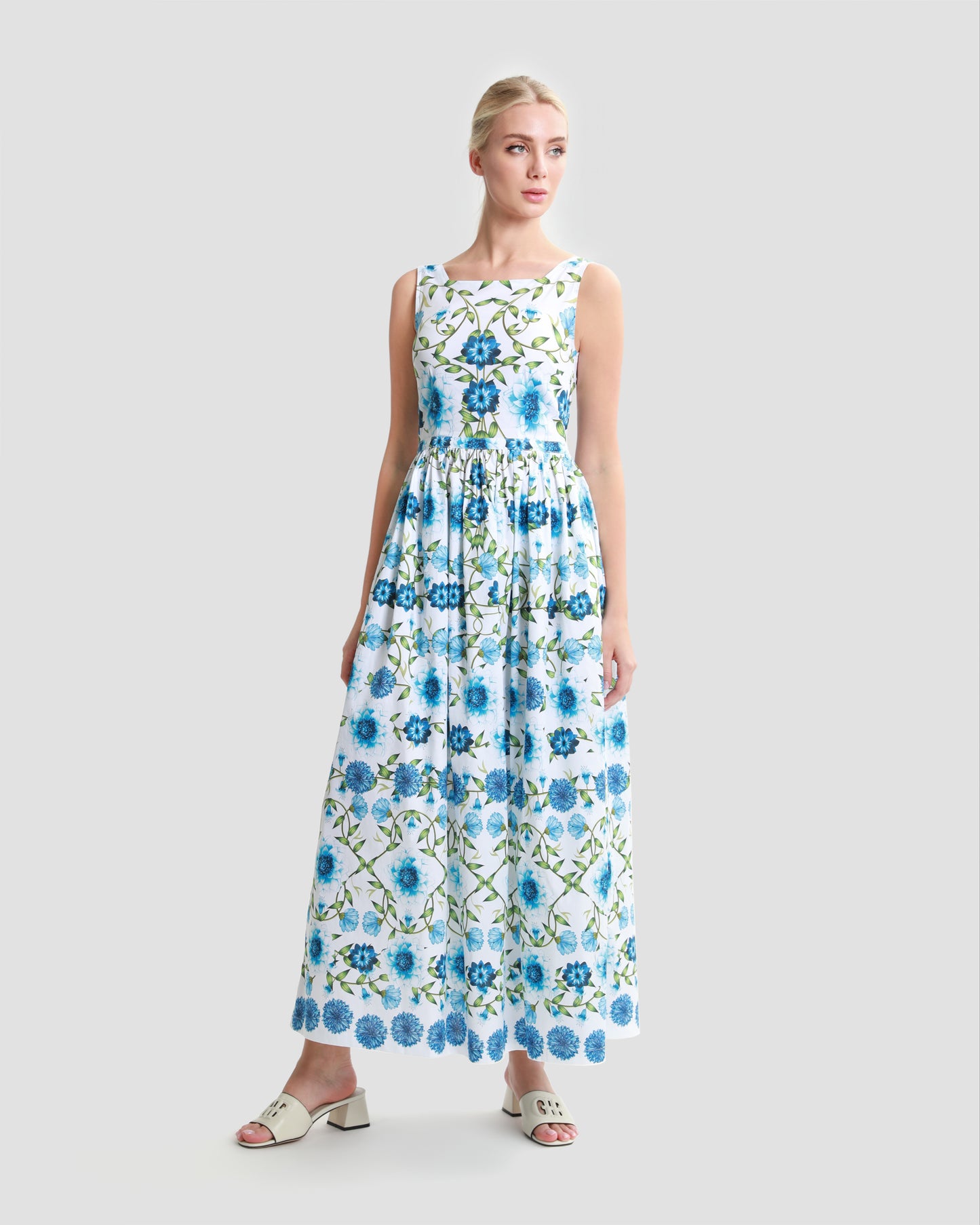 Floral Long Sleeveless Dress