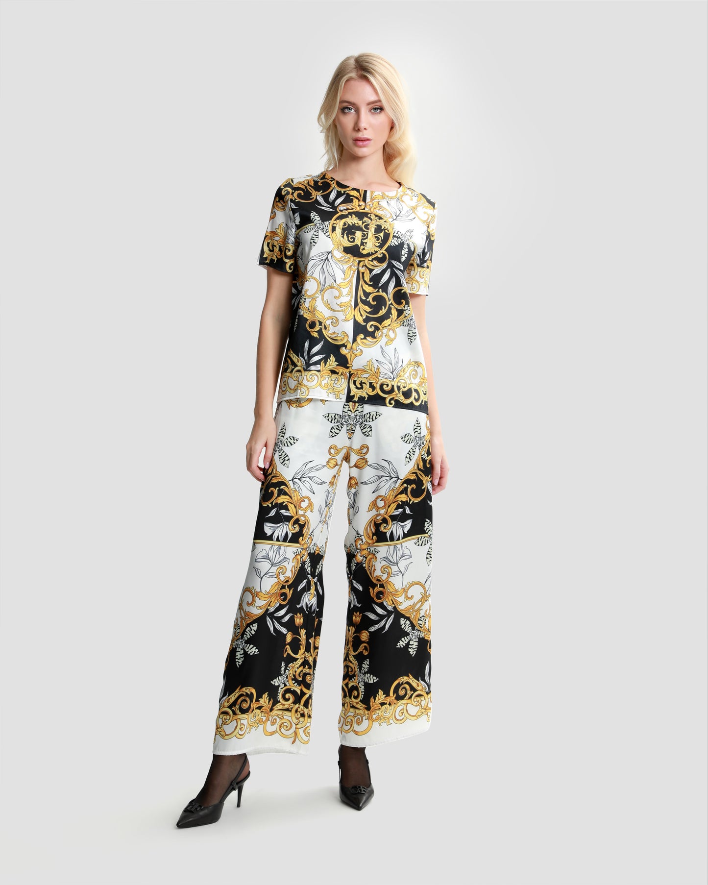 Baroque Floral Print Top