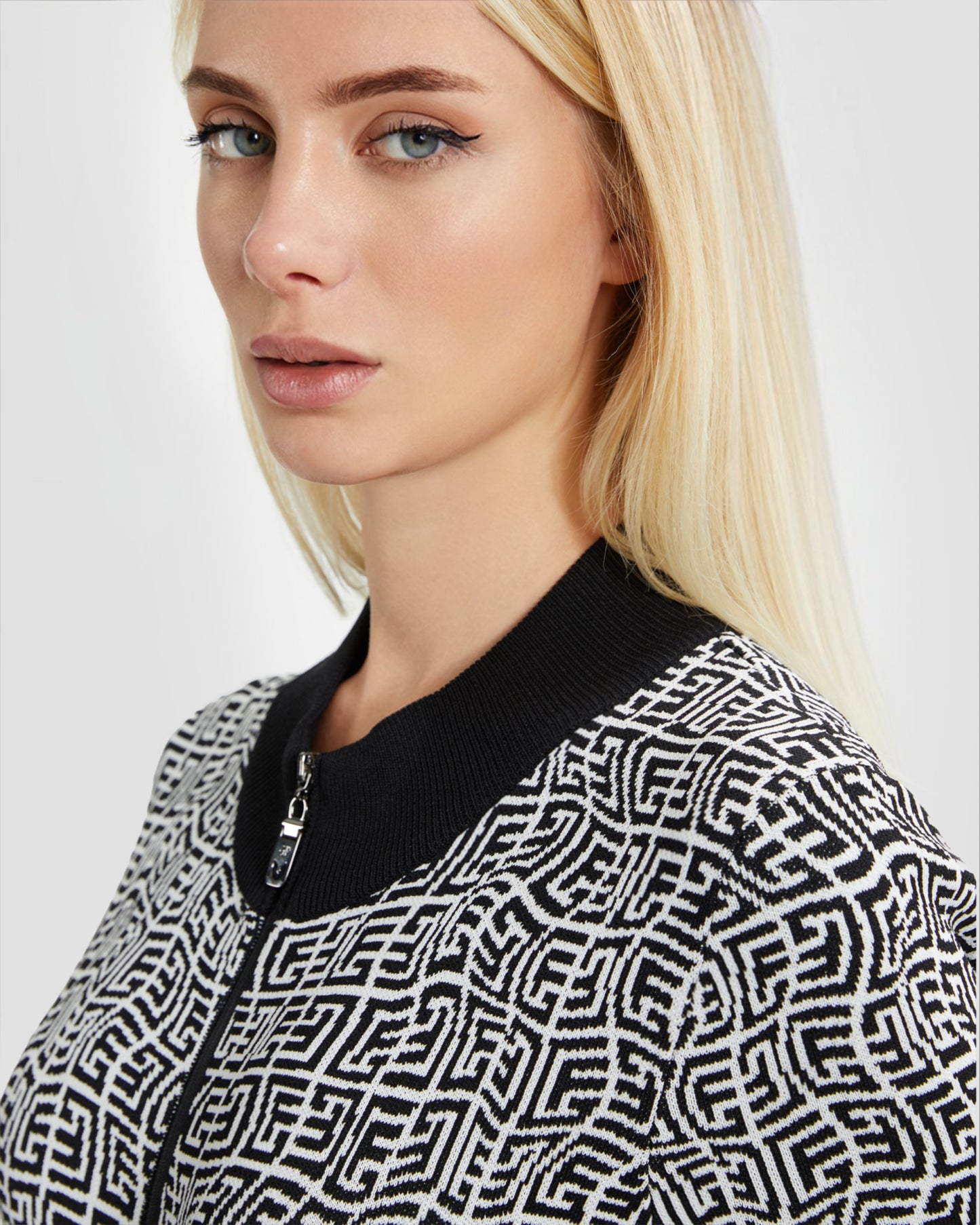 Monochrome Illusion Knit Dress