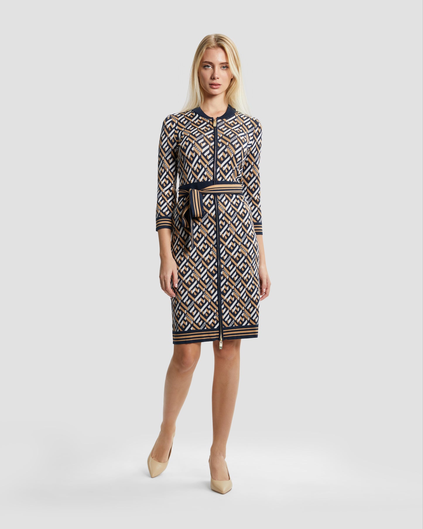 Monogram Sash Waist Dress