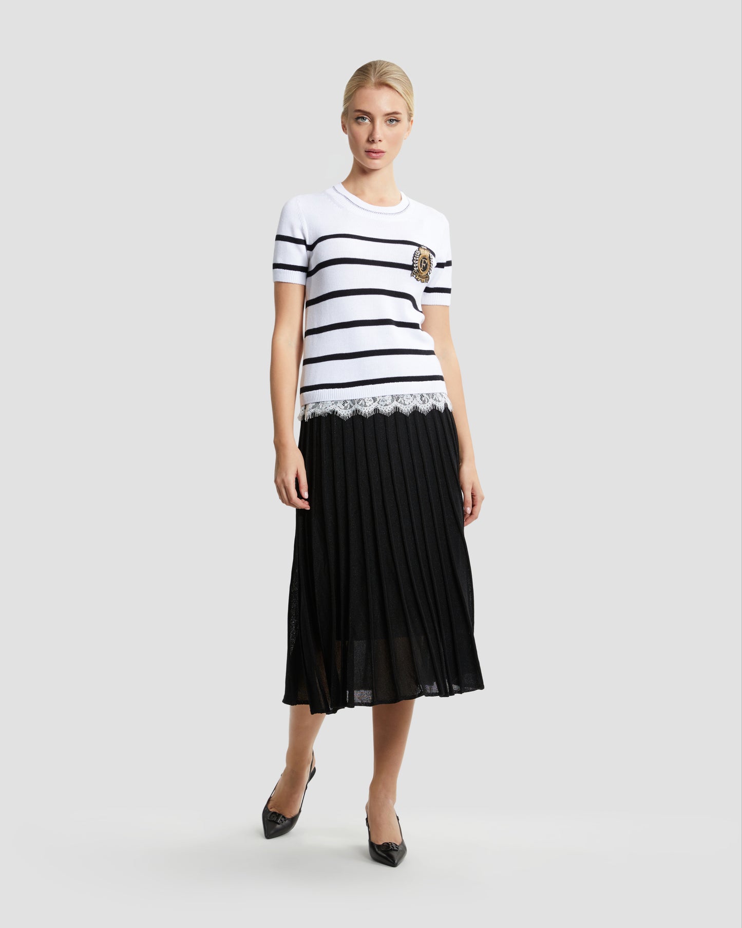 Striped Lace Hem Top