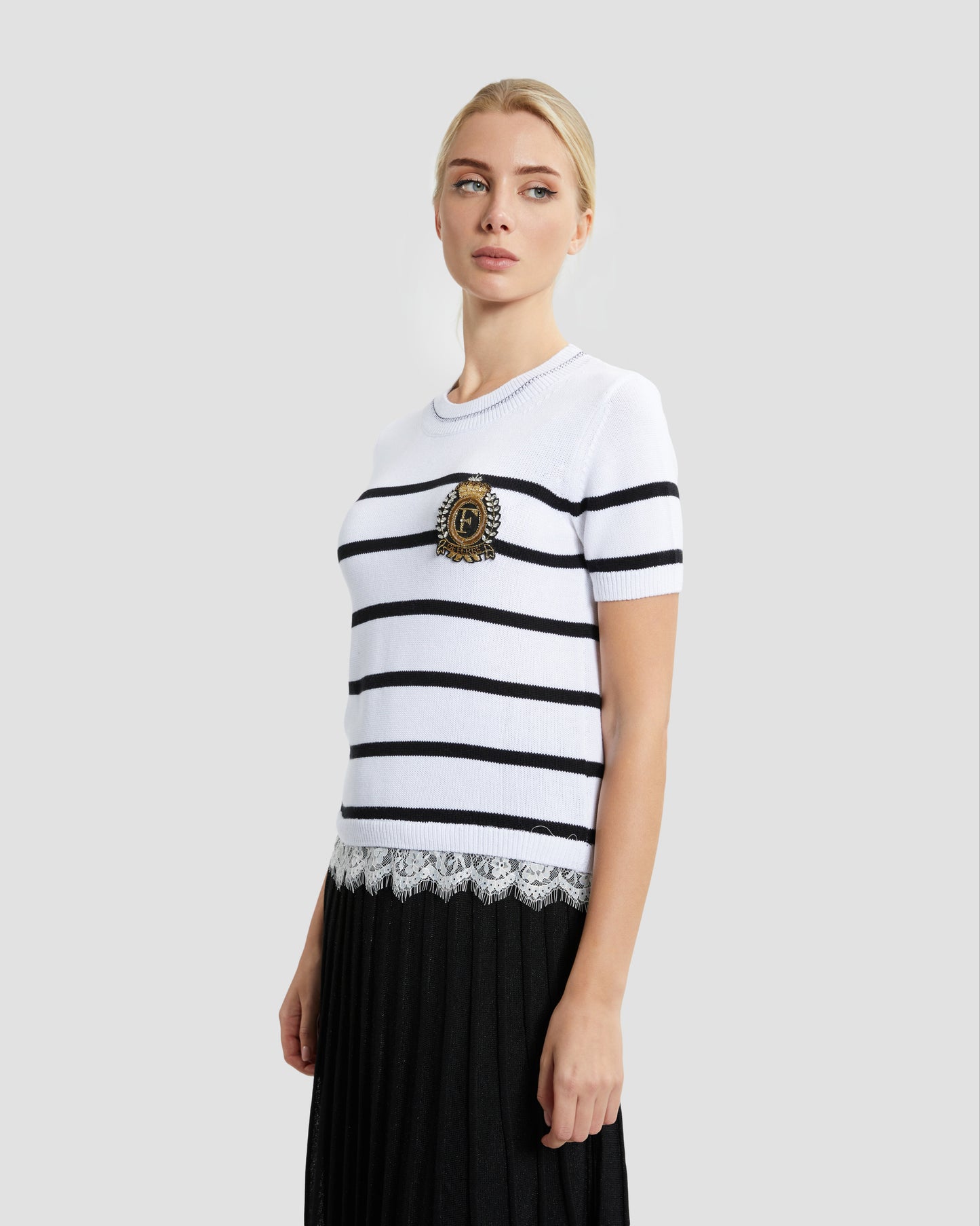 Striped Lace Hem Top