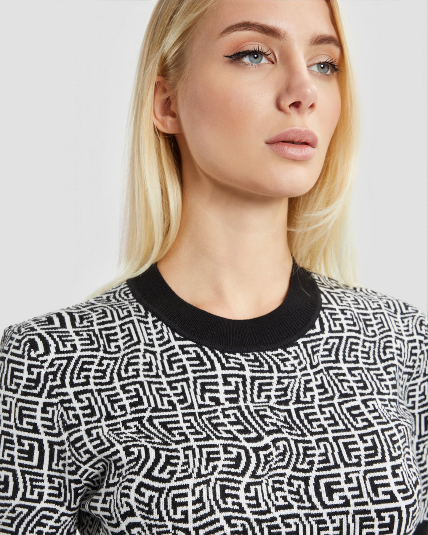 Monochrome Illusion Knit Top