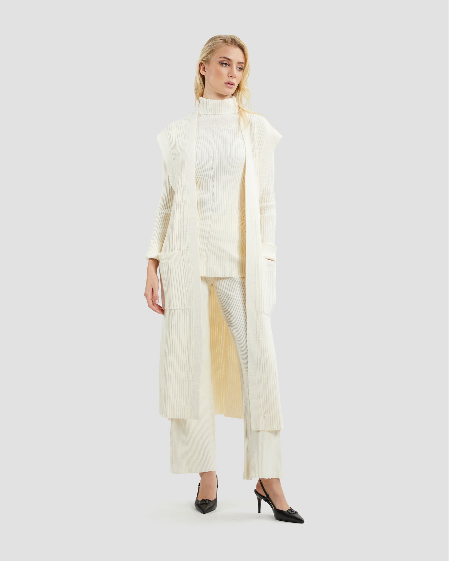 Solid Tone Longline Sleeveless Cardigan