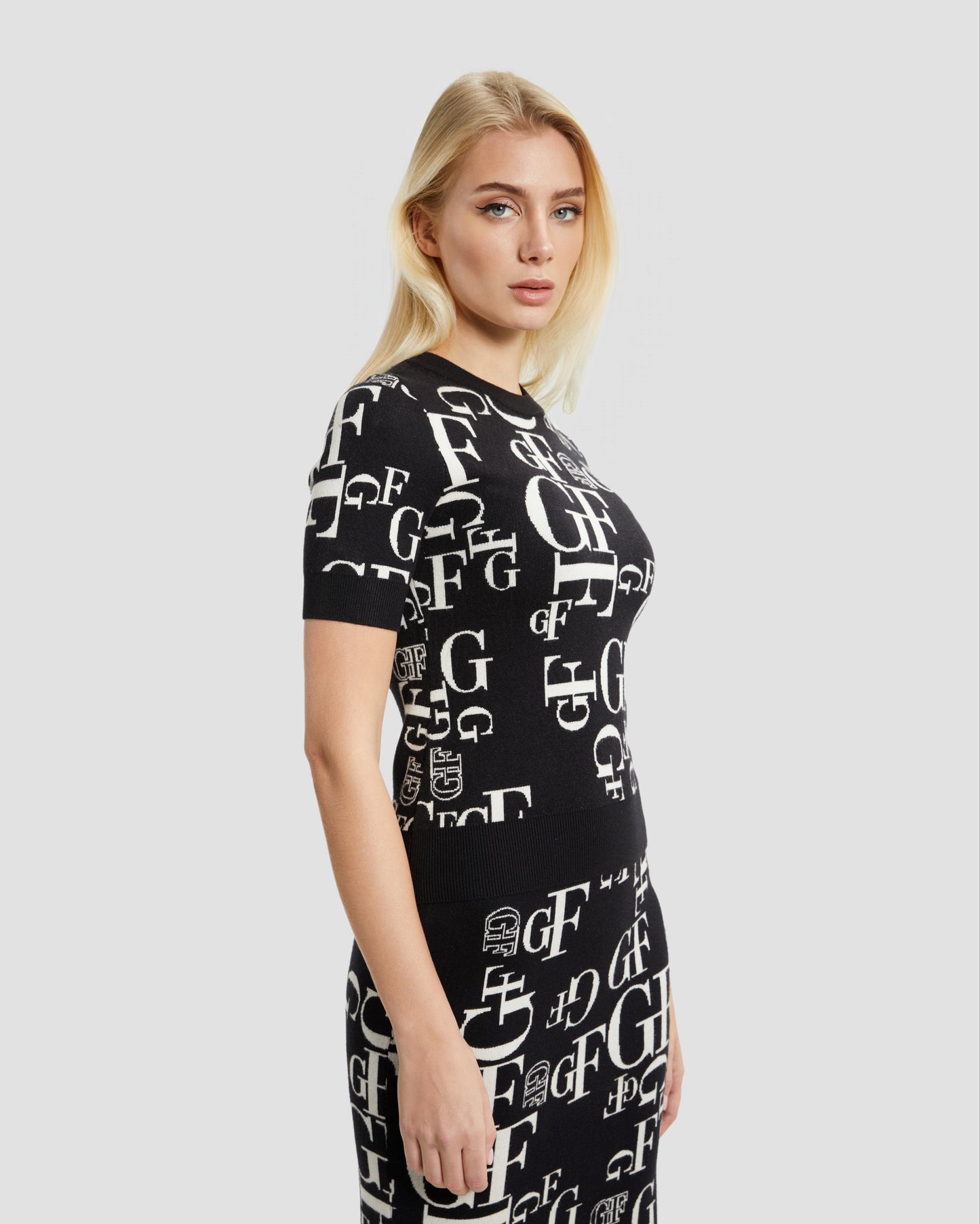 Monochrome Monogram Knit Top