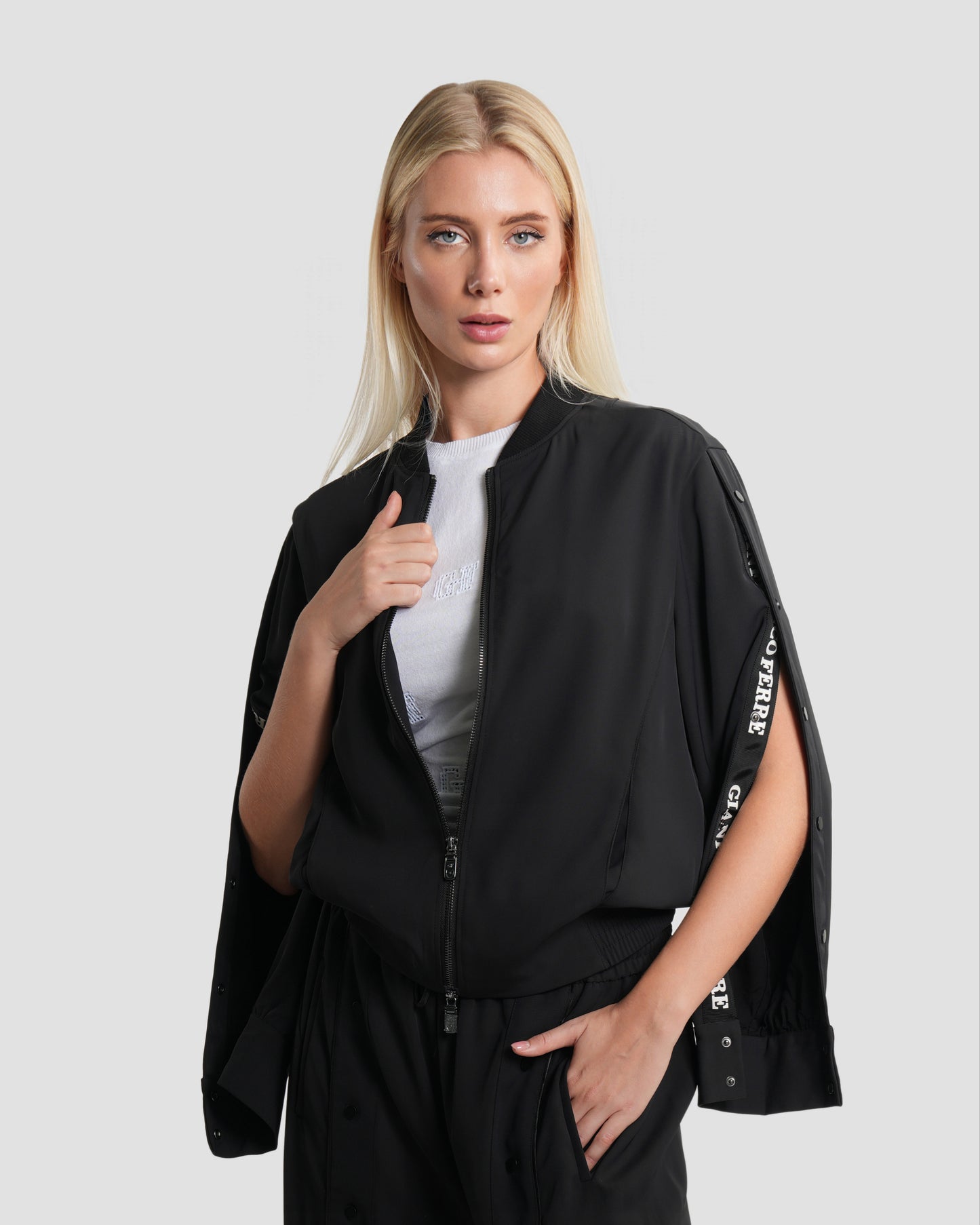 Button Slit Bomber Jacket