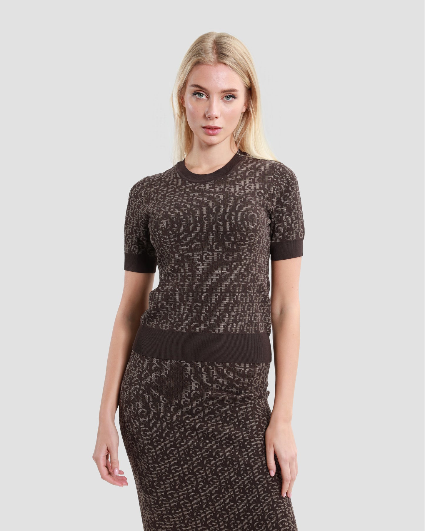 Contrast Monogram Knitted Top