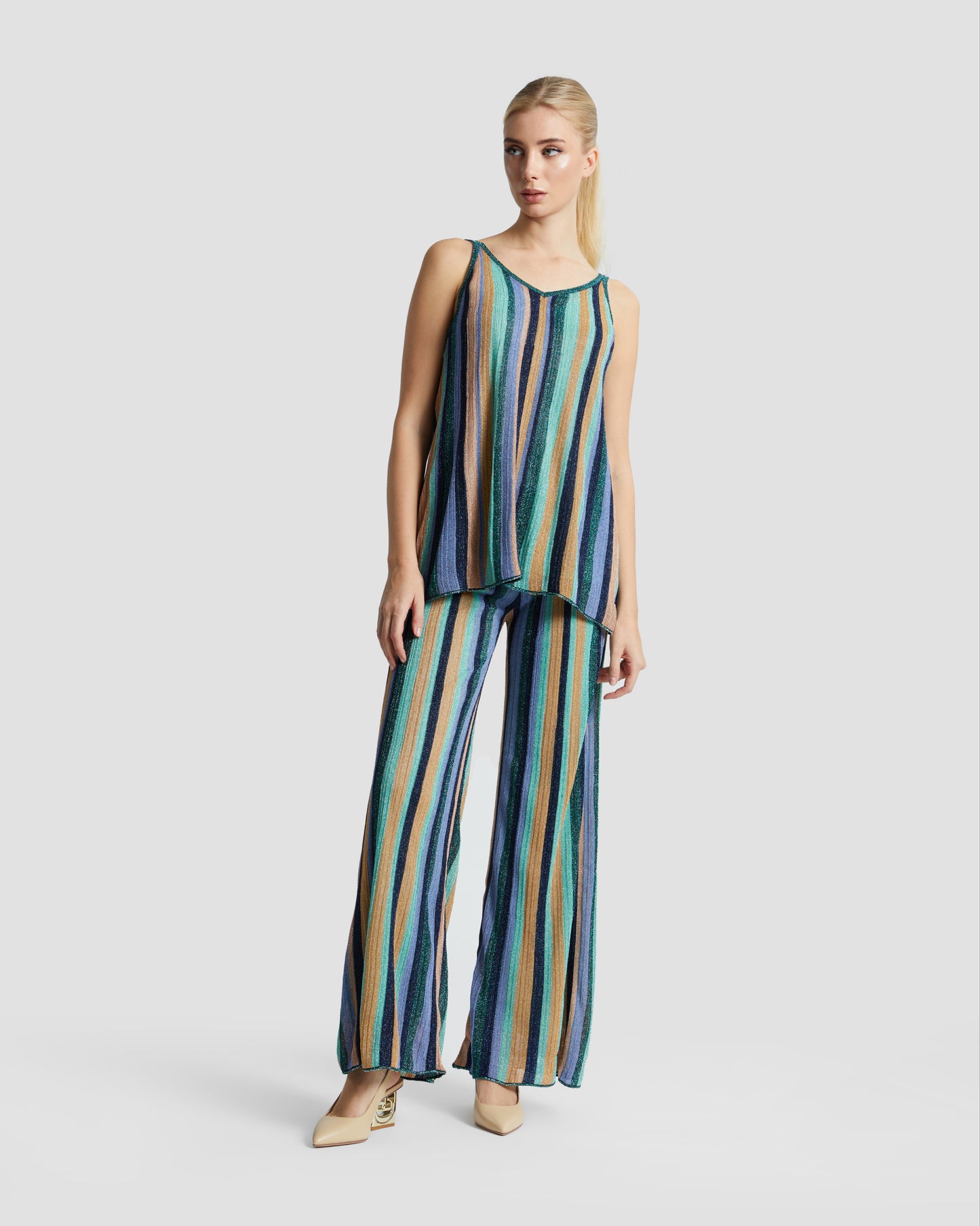 Metallic Striped Knit Top