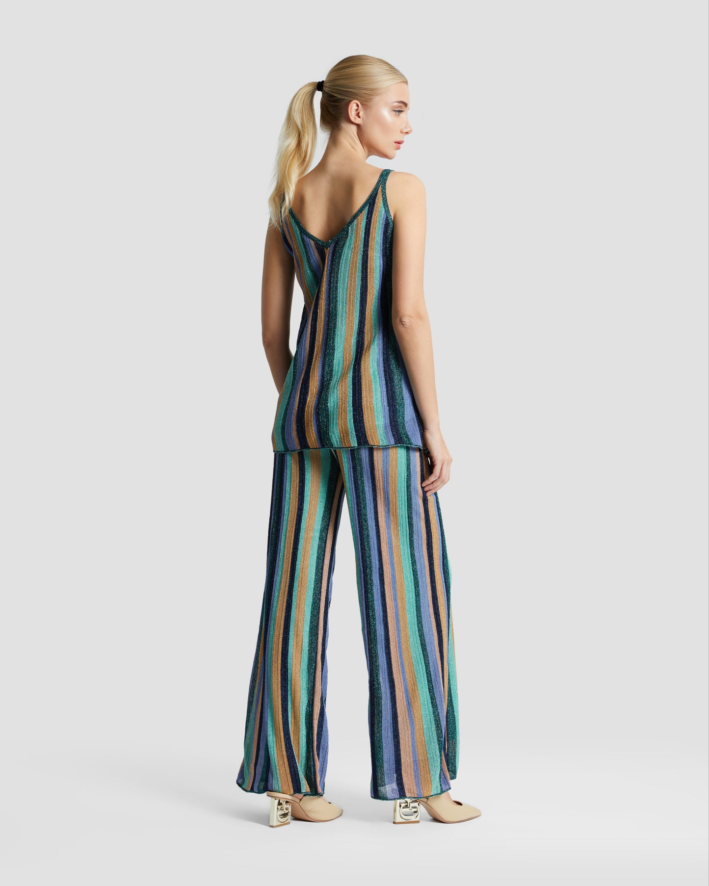 Metallic Striped Knit Top