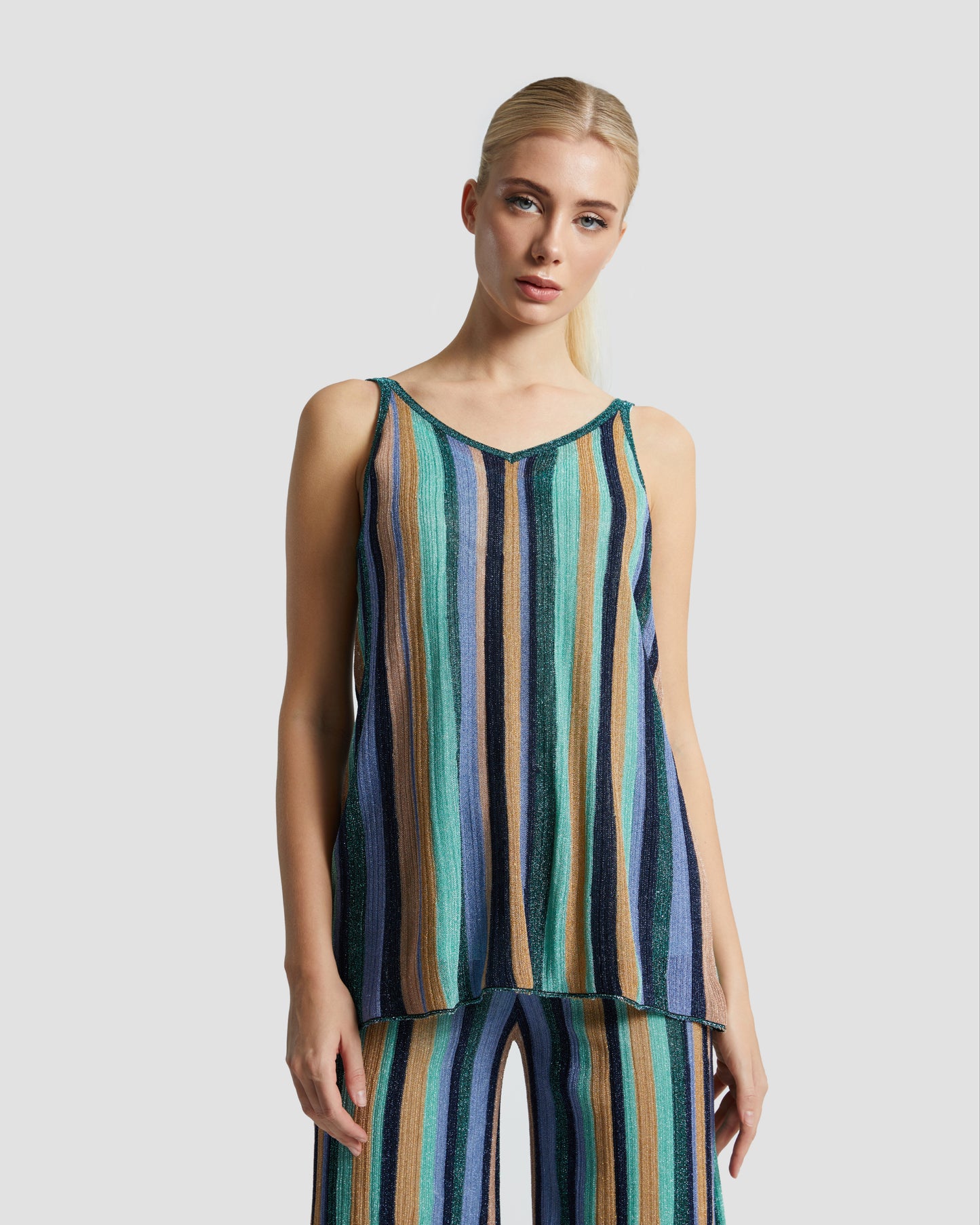 Metallic Striped Knit Top