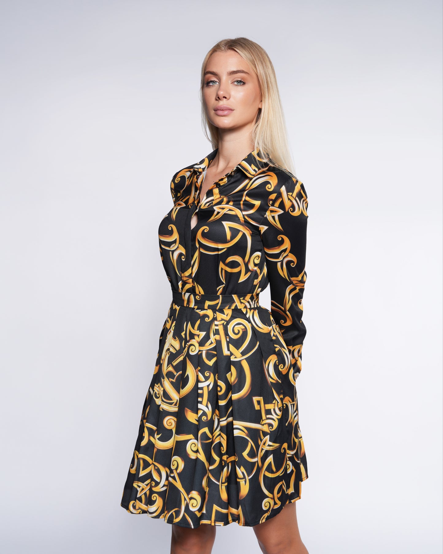 Gold Baroque Print Shirt