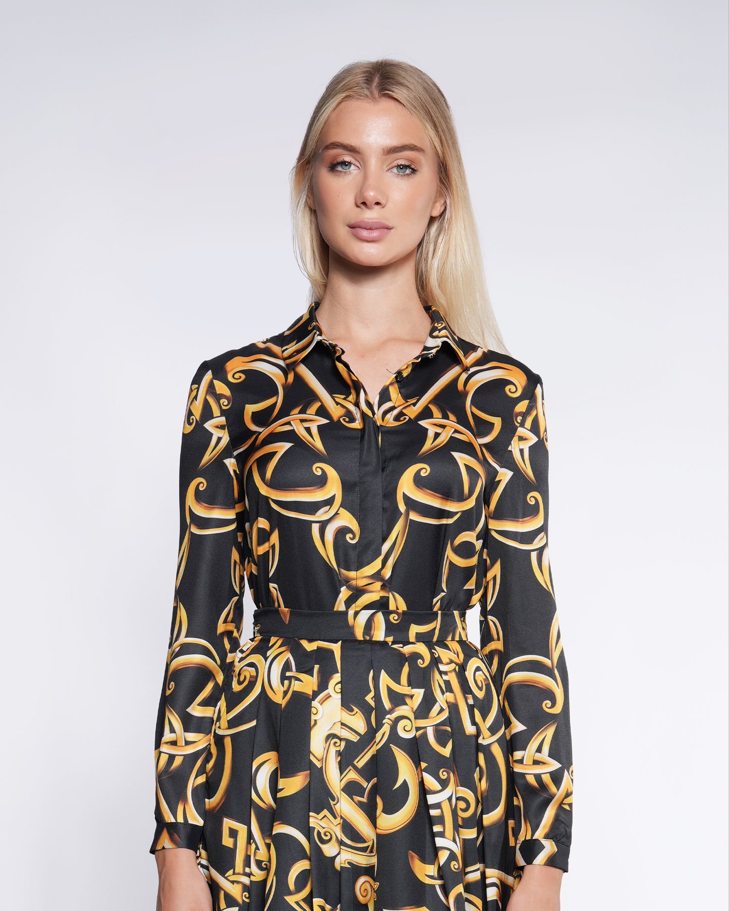 Gold Baroque Print Shirt
