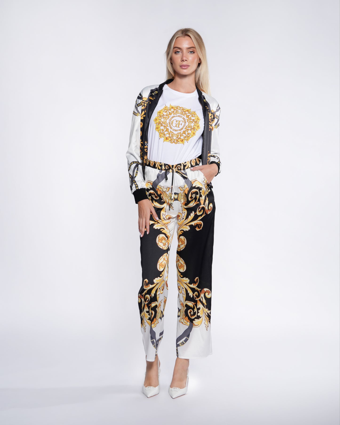 Baroque Print Reversible Bomber Jacket