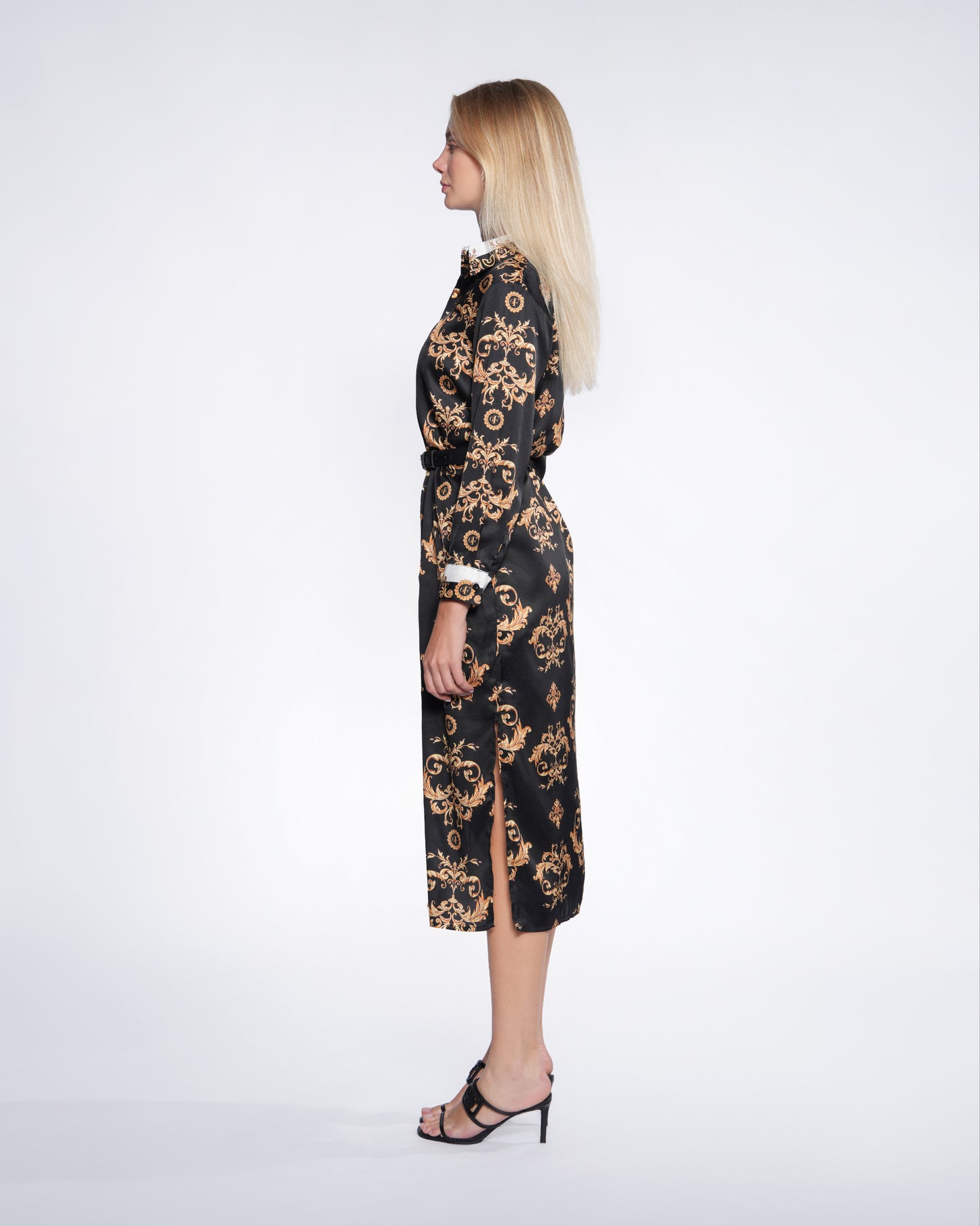 Baroque Print Midi Dress