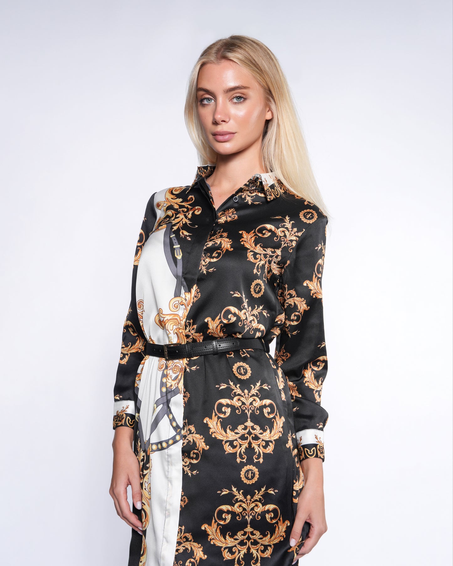 Baroque Print Midi Dress
