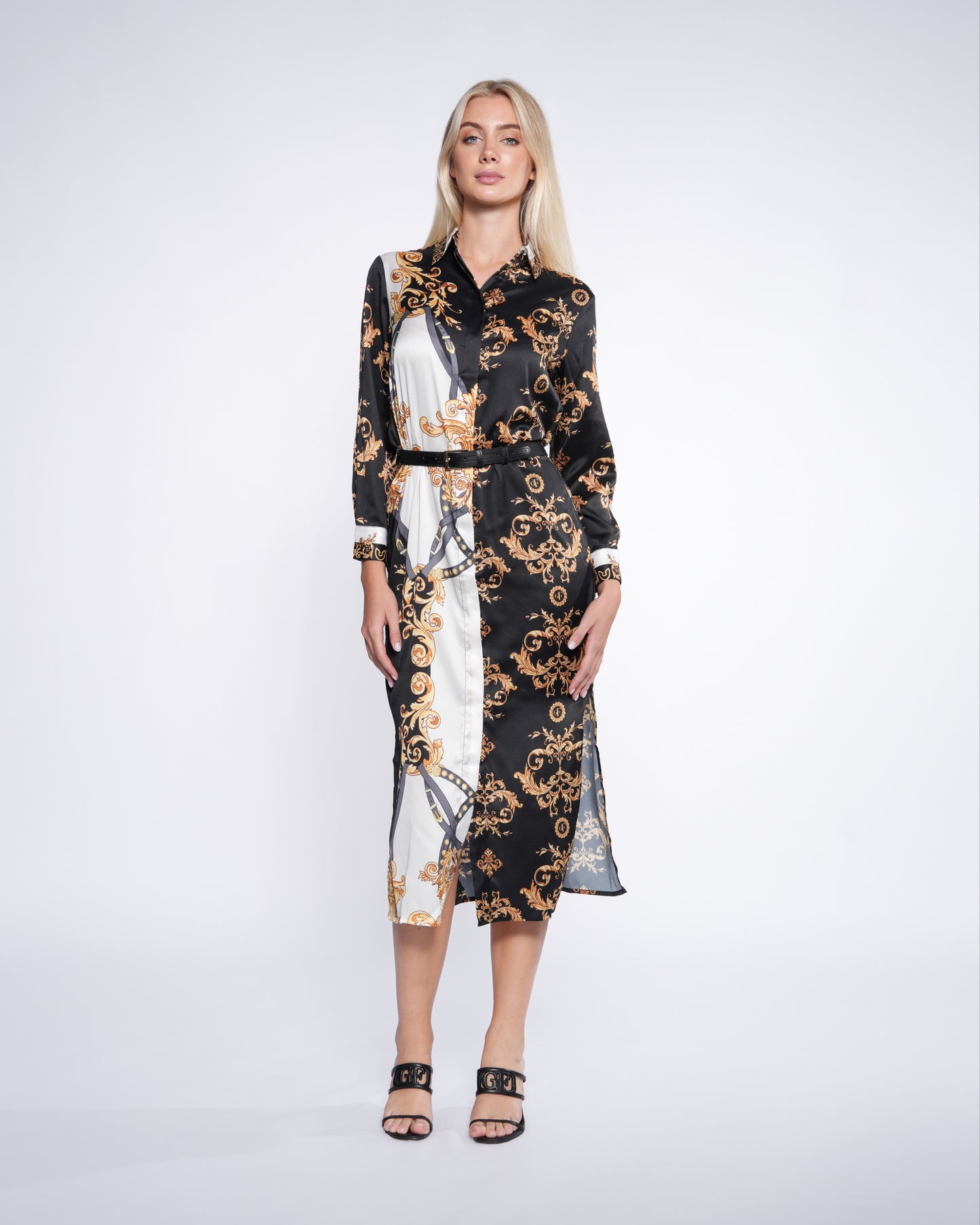 Baroque Print Midi Dress