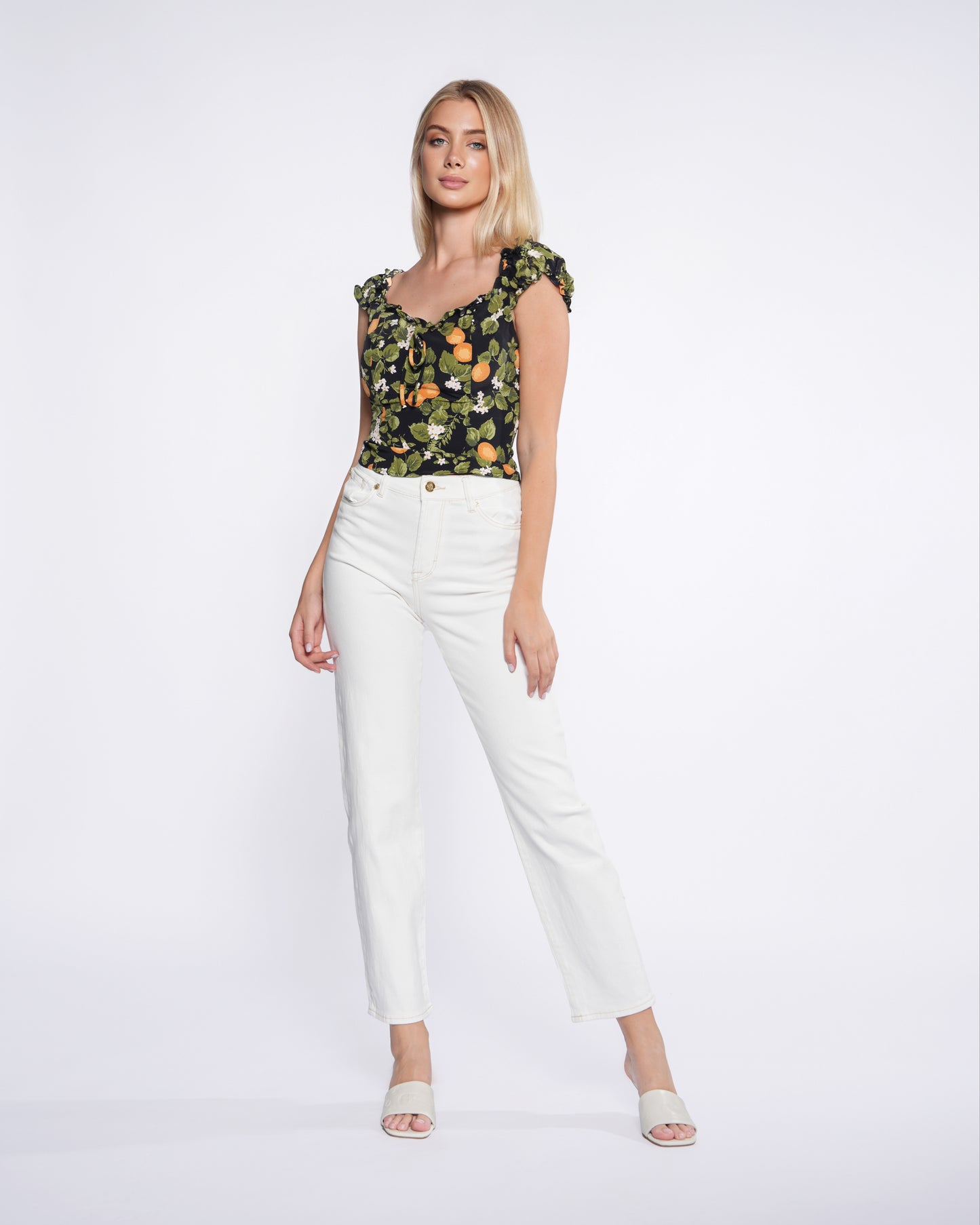 Straight Pants with Contrast Stitching