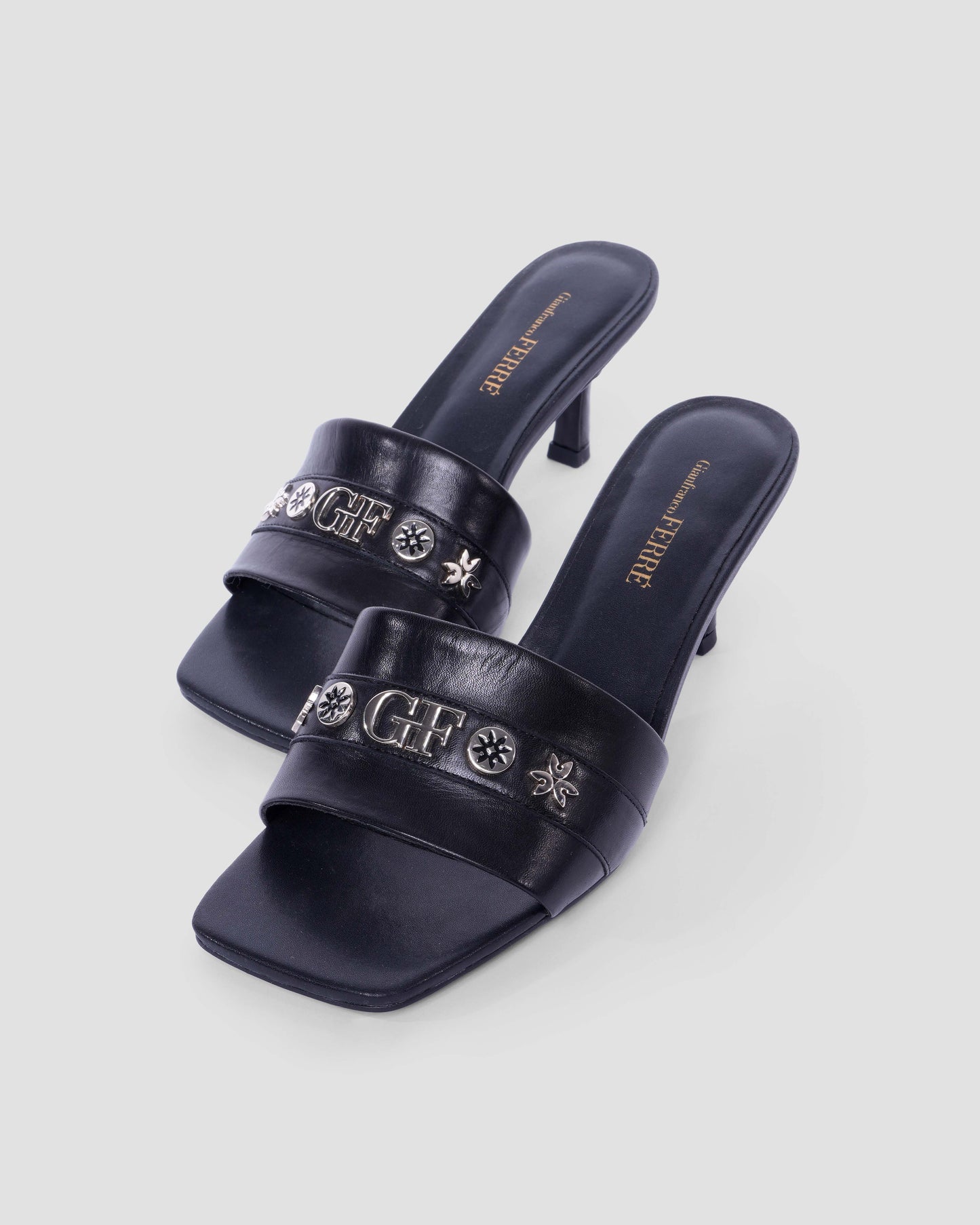 Logo-Studded Heeled Sandals