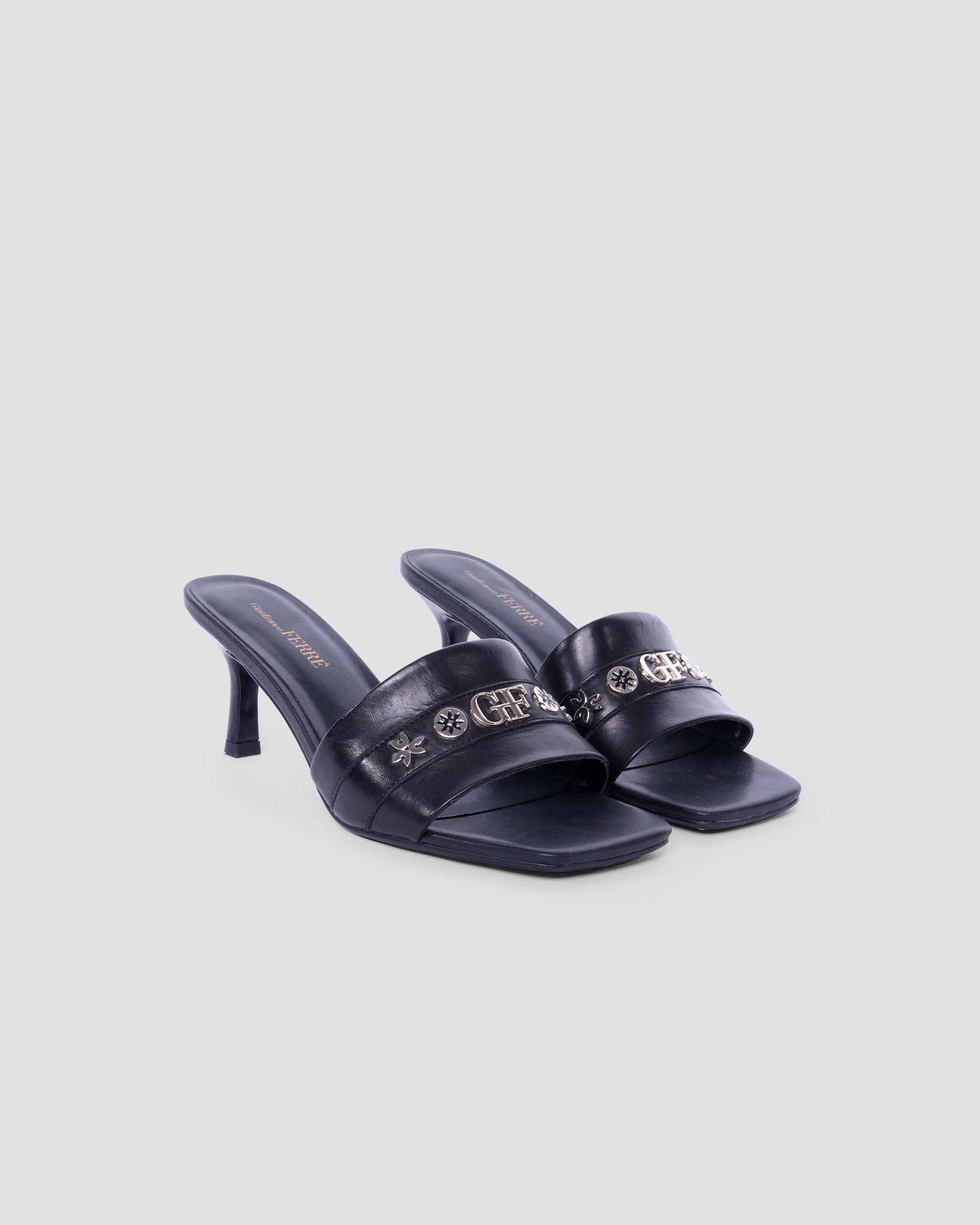 Logo-Studded Heeled Sandals