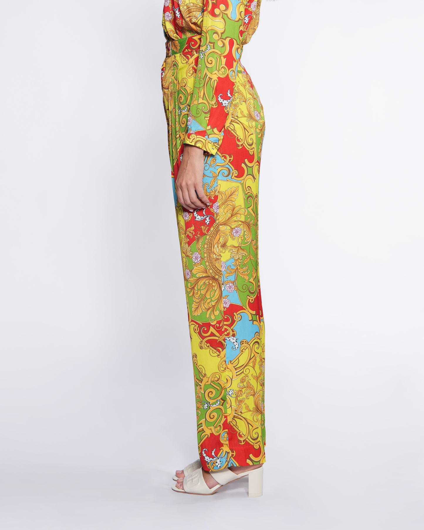 Baroque Print Straight Pants