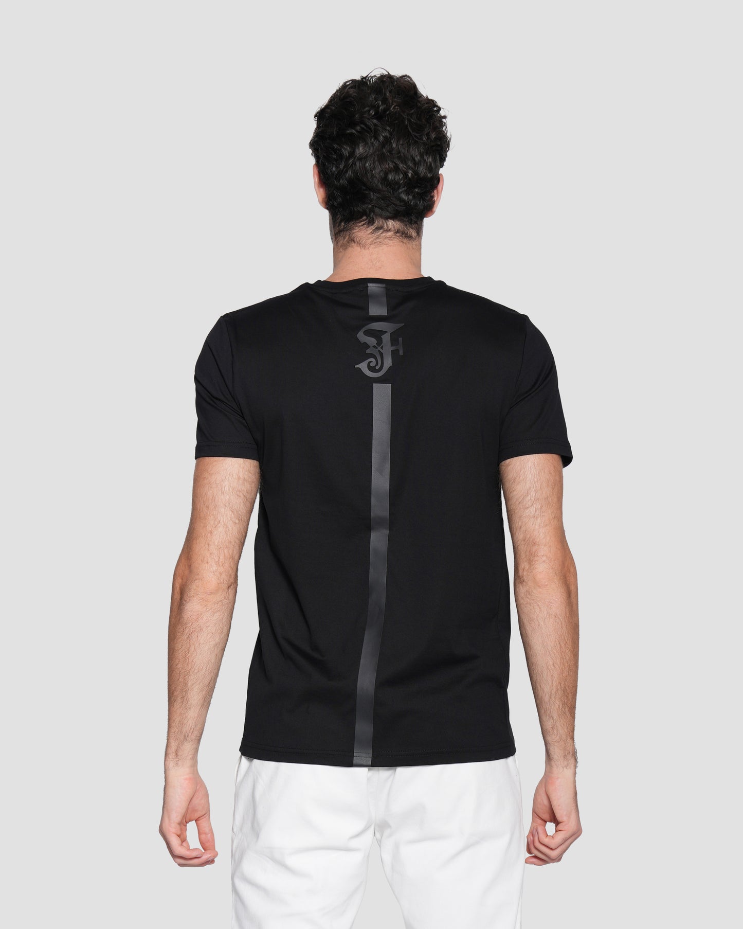 Vertical Brand Printed Back T-Shirt