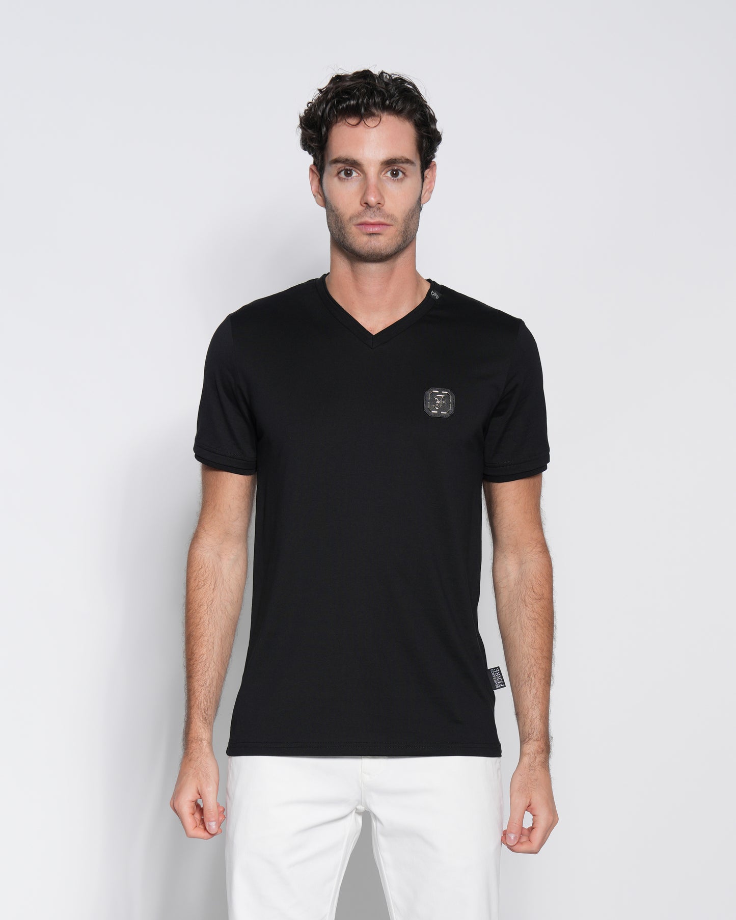 Leather Metal Logo-Plaque T-Shirt