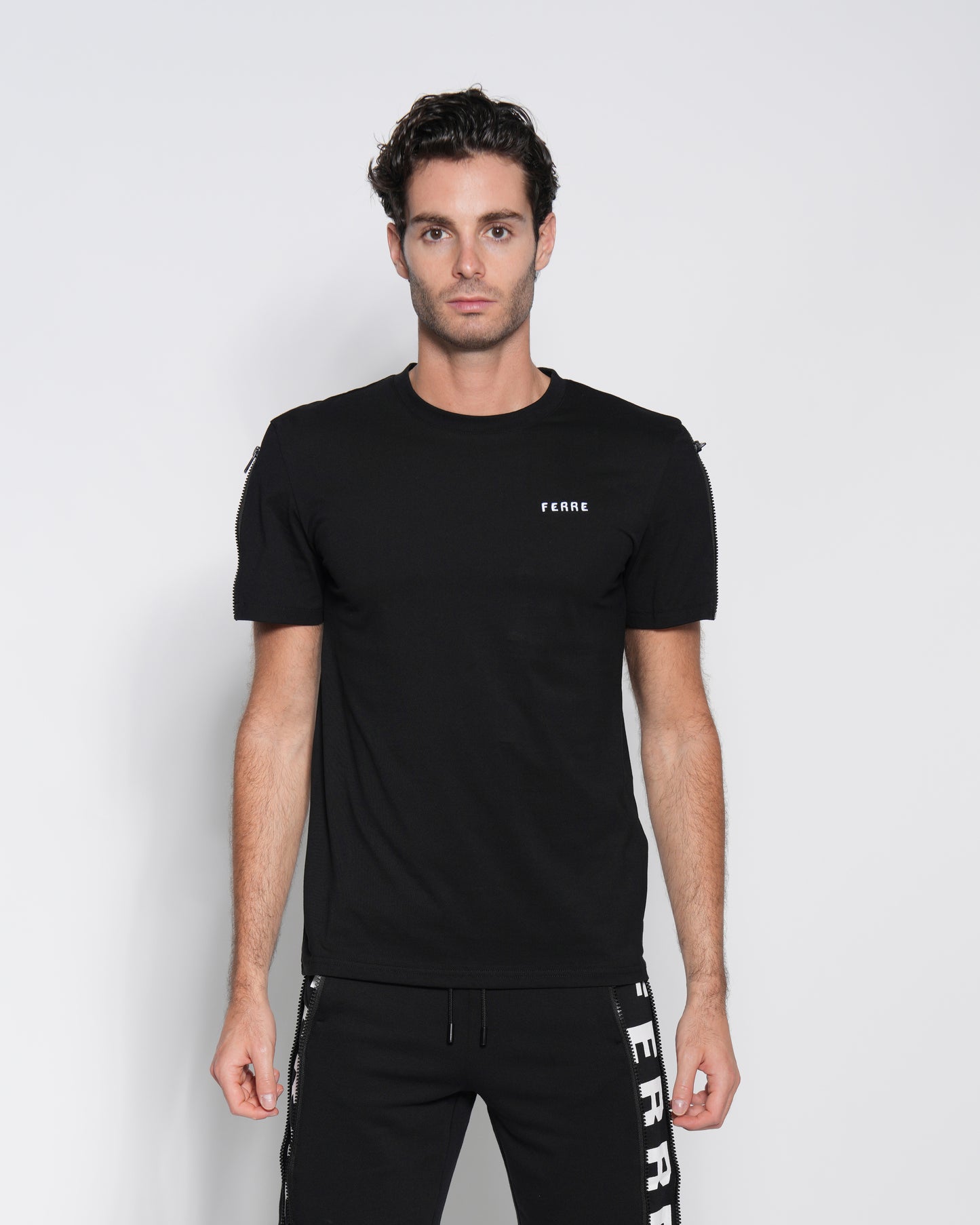 Logo Print Zip Sleeve T-Shirt