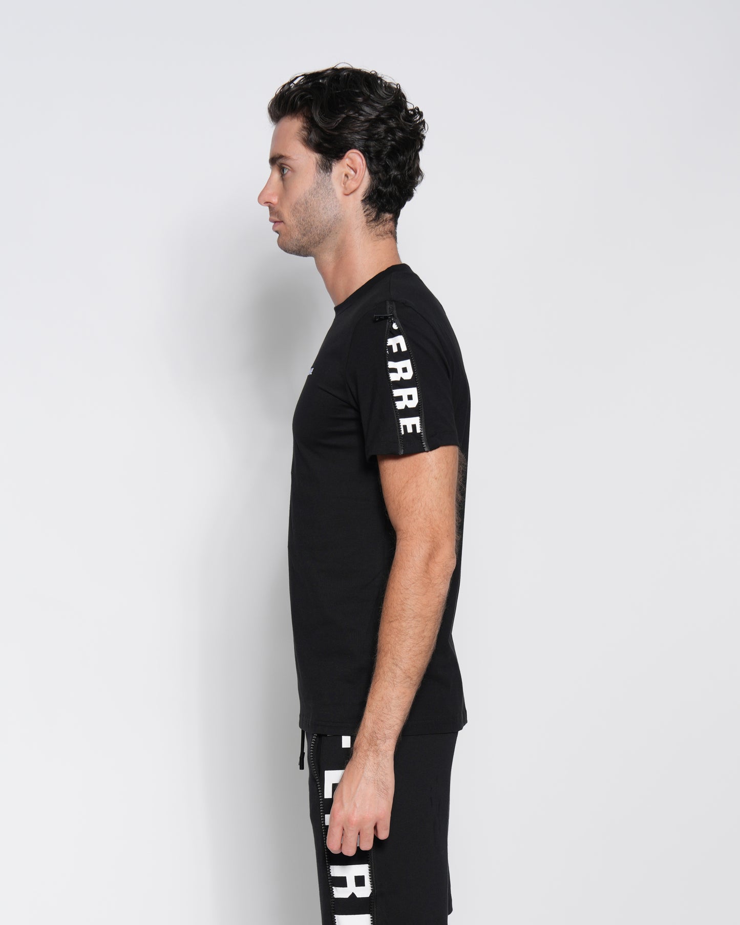 Logo Print Zip Sleeve T-Shirt