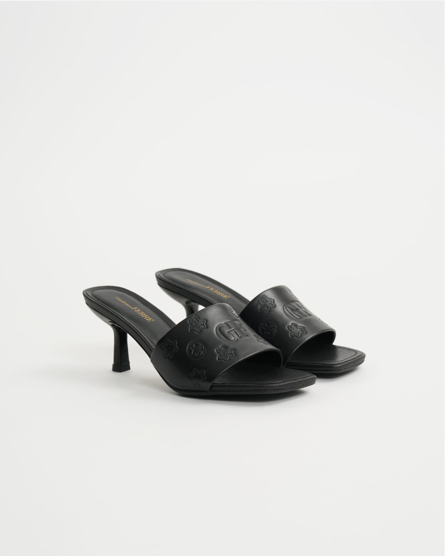 GF Logo Leather Heeled Sandals