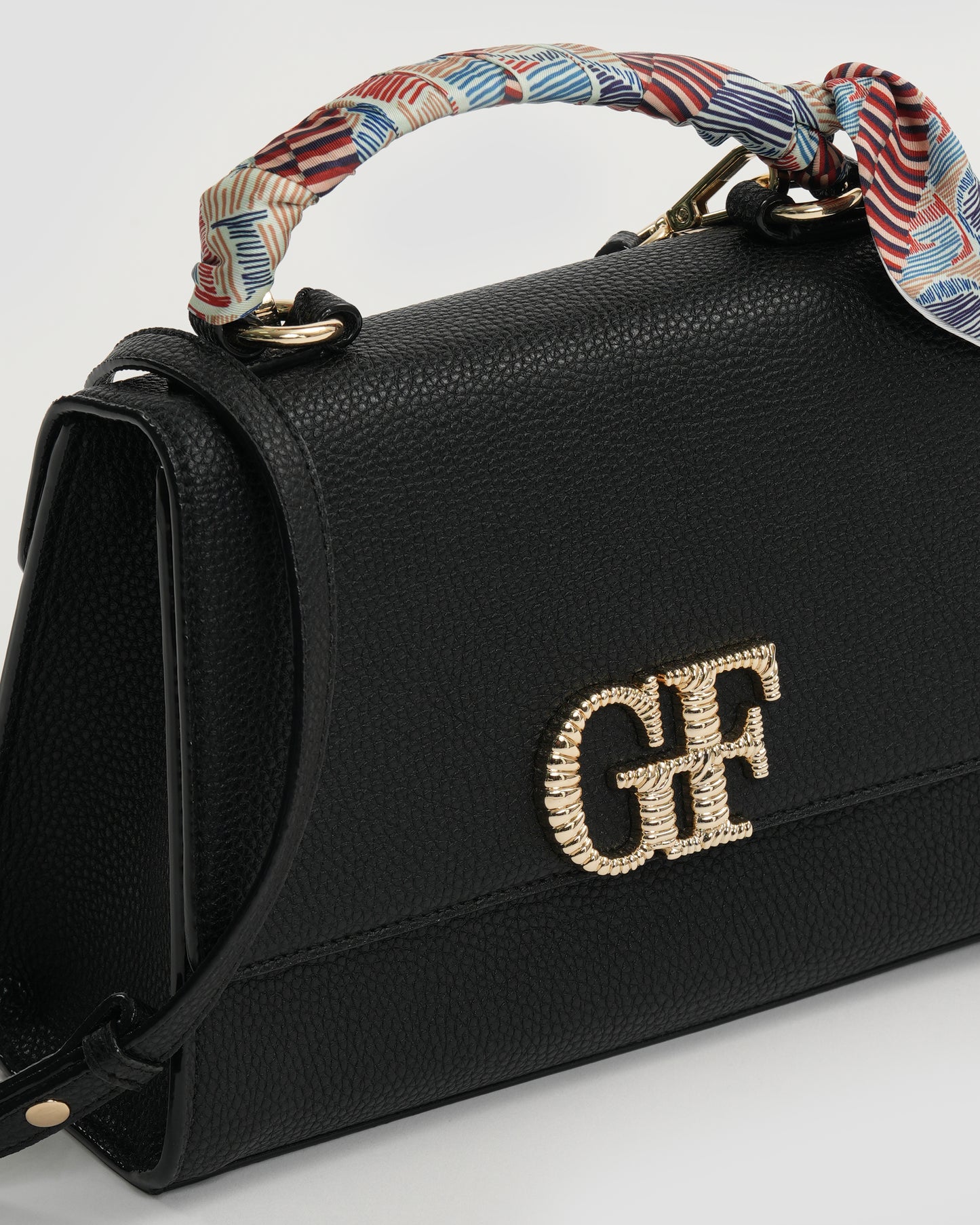 GF Hand Bag with Scarf-Tied Top Handle