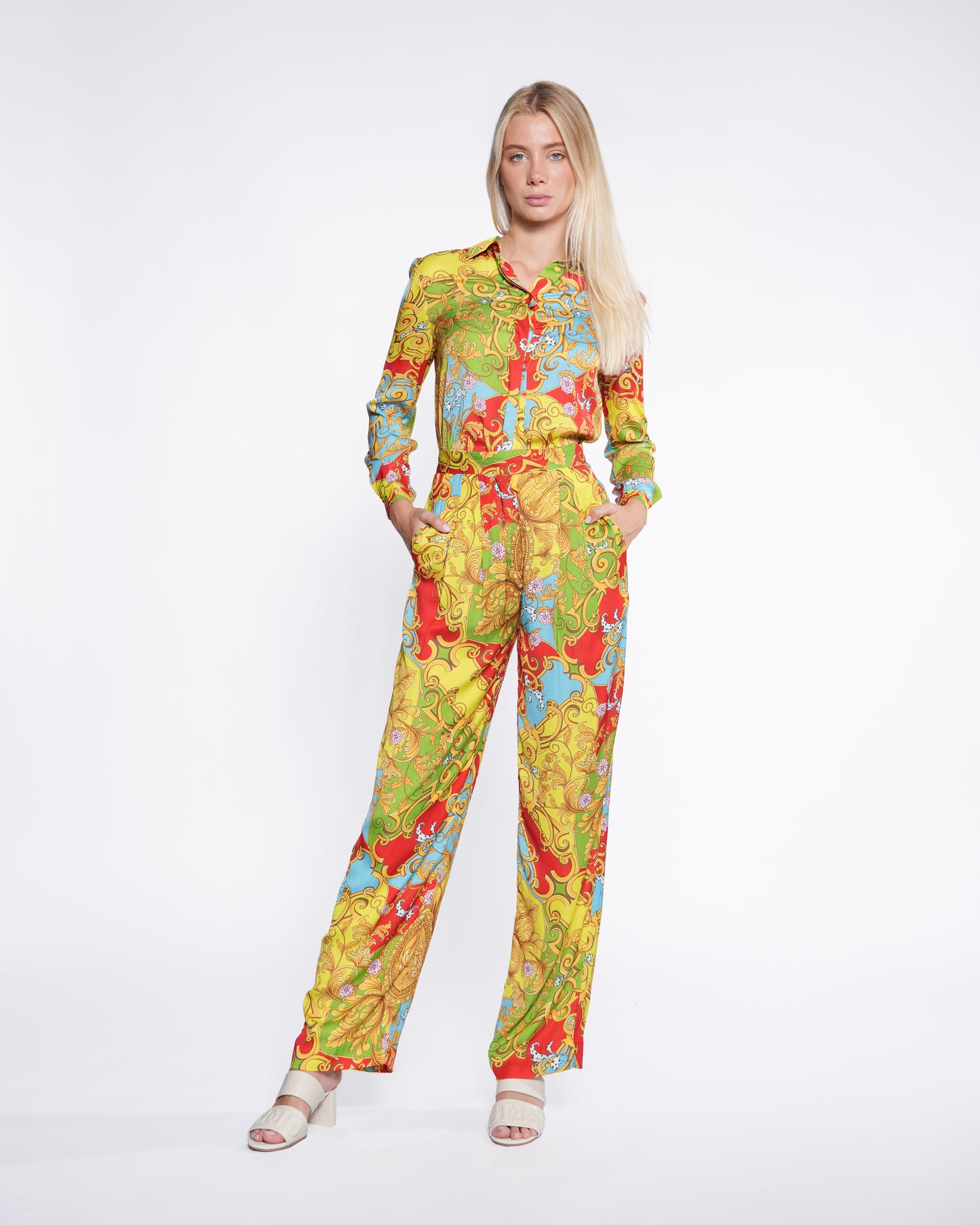 Baroque Print Straight Pants