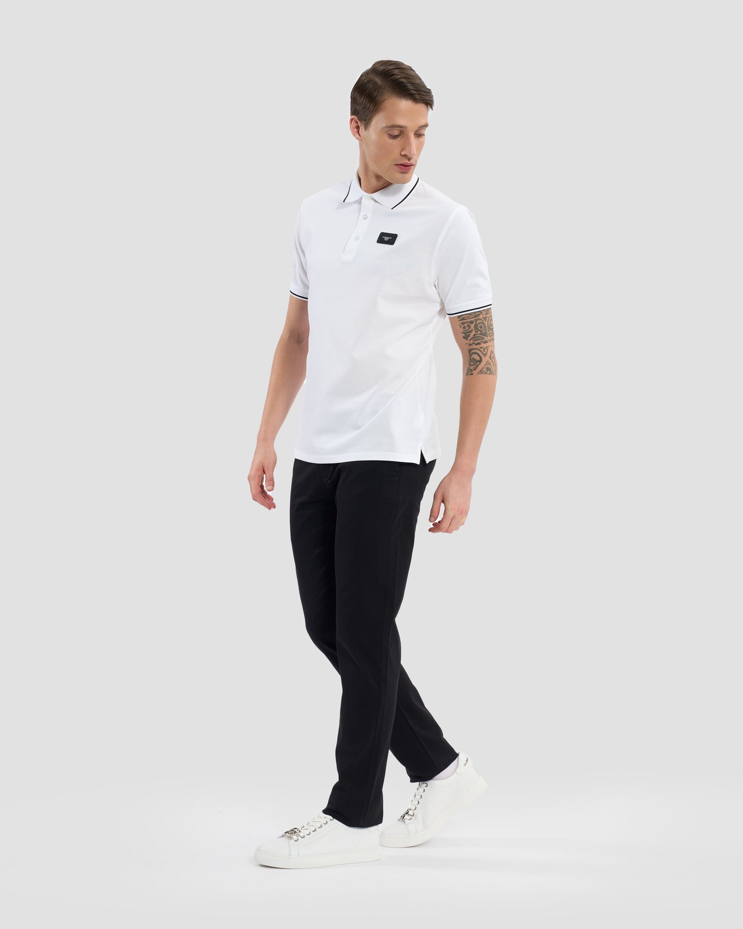 Brand Metal Patched Polo Shirt