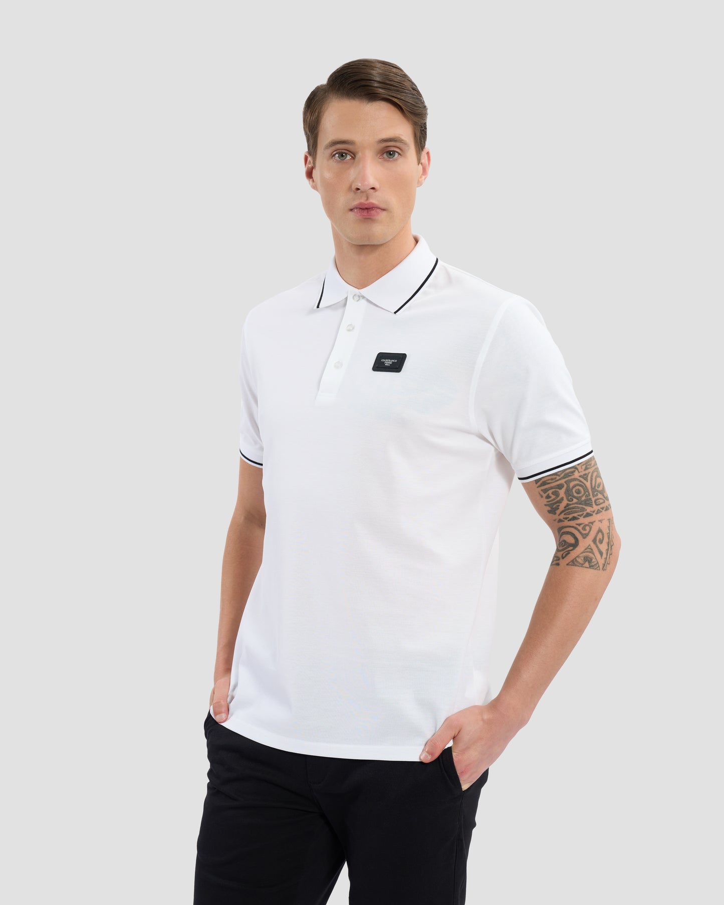 Brand Metal Patched Polo Shirt