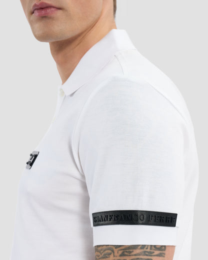Brand Embellished Sleeve Polo Shirt