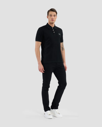 Matte Metal Brand Embellished Polo Shirt