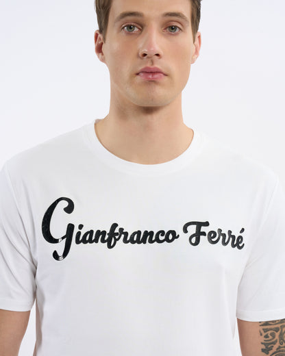 Croc-Skin Effect Script Print T-Shirt