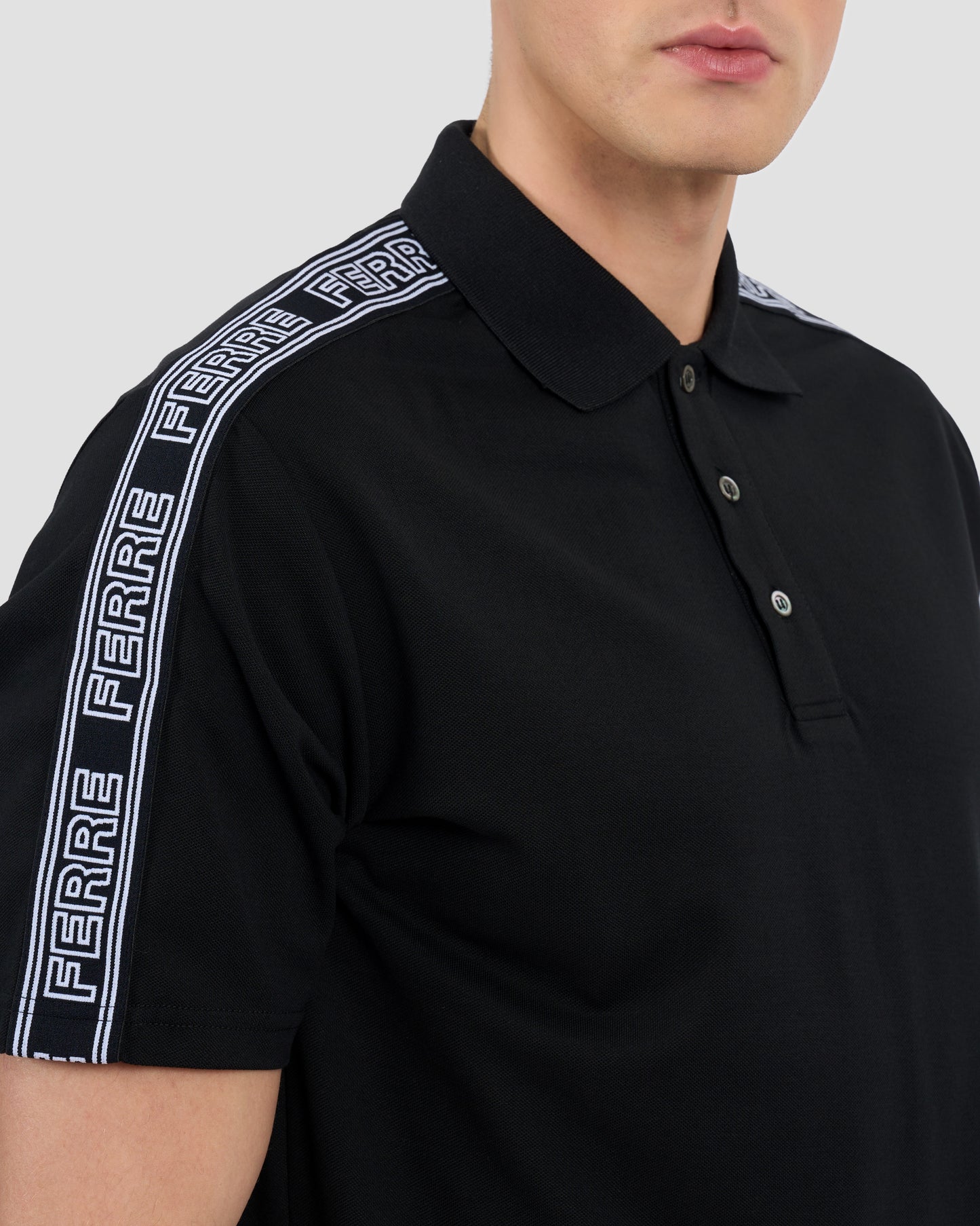 Monochrome Logo Taped Polo Shirt