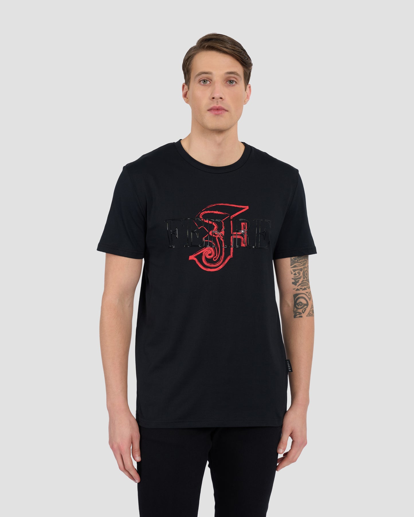 Contrast Gothic Print T-Shirt