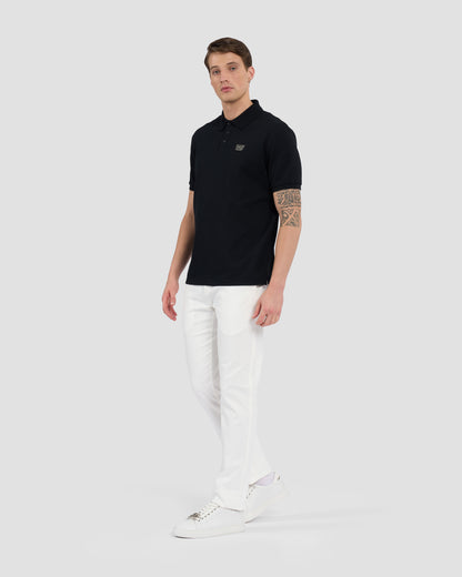 Metal Logo Embellished Polo Shirt