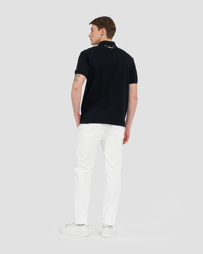 Metal Logo Embellished Polo Shirt