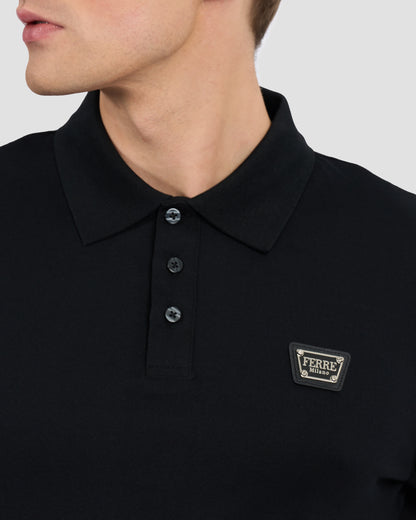 Metal Logo Embellished Polo Shirt