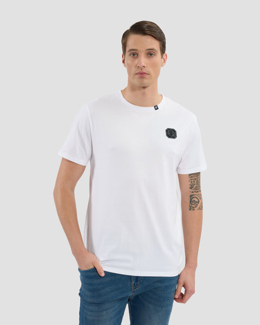 Croc-Skin Effect Brand Print T-Shirt