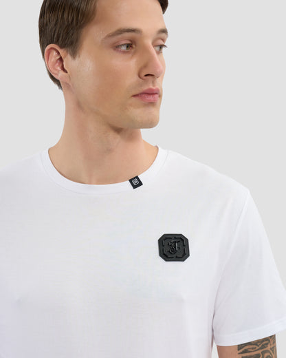 Croc-Skin Effect Brand Print T-Shirt