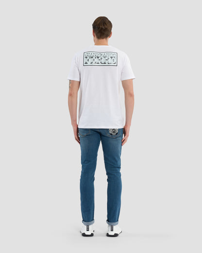 Croc-Skin Effect Brand Print T-Shirt